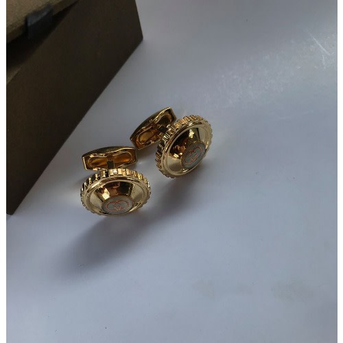 Polished Steel Men's Cuff Links - Gold