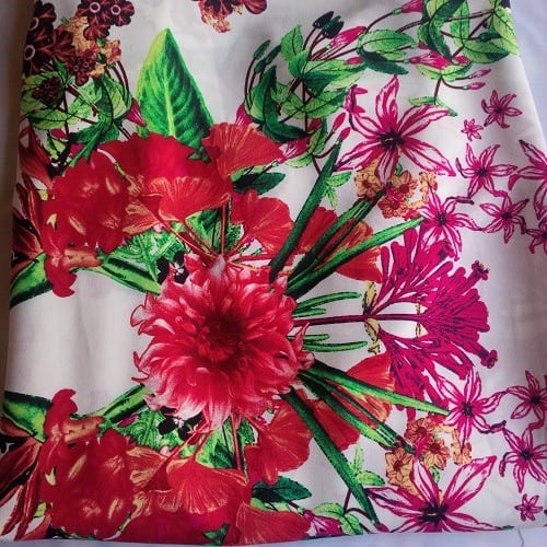 White Based Flower Patterned Soft Crepe - 4 Yards