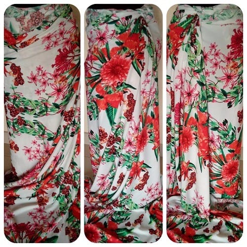 White Based Flower Patterned Soft Crepe - 4 Yards