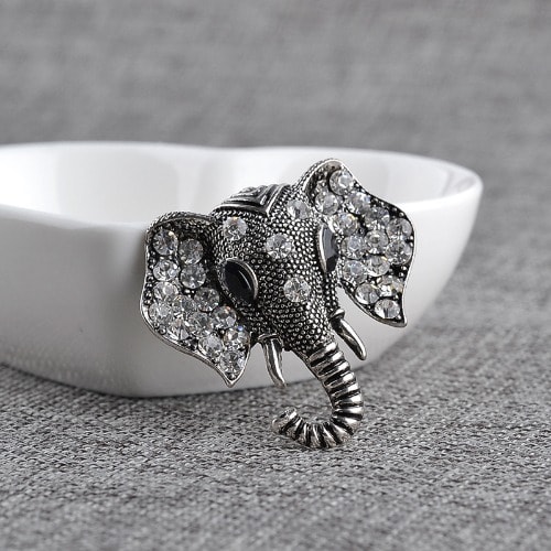 Elephant Brooch Pin - Silver