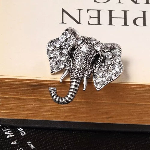 Elephant Brooch Pin - Silver