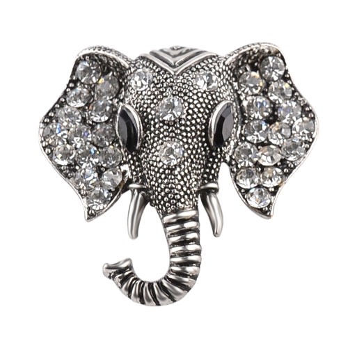 Elephant Brooch Pin - Silver