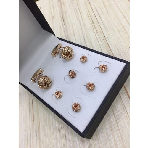 Men's Steel Cuff Links & Buttons-Gold