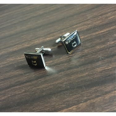 Men' Black Silver Cuff Links