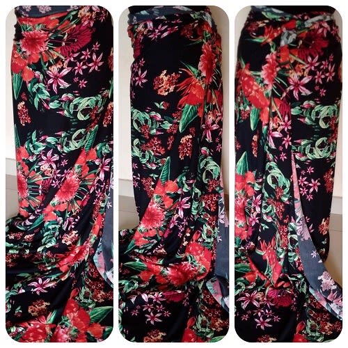 Black Based Flower Patterned Soft Crepe - 4 Yards