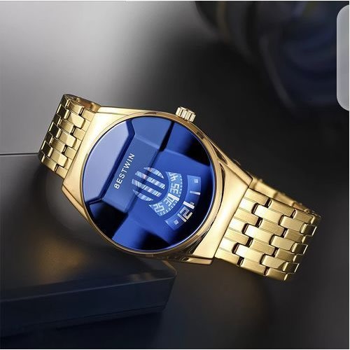 Locomotive Men's Golden Wristwatch
