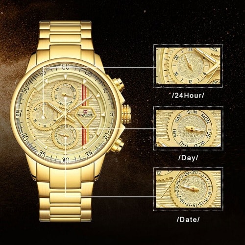 Luxury Men's Sport Gold Full Steel Quartz Watch