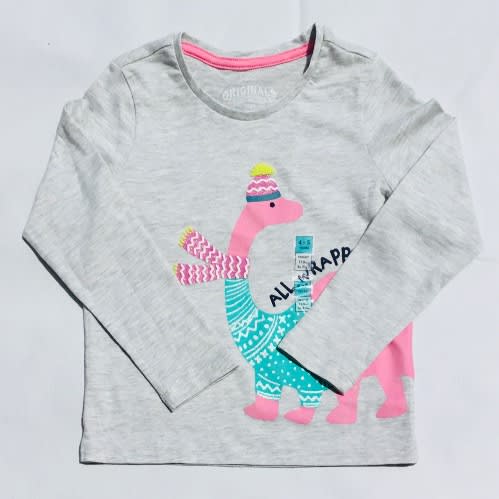 Long Sleeve Grey Cotton All Wrapped Up Solan Top