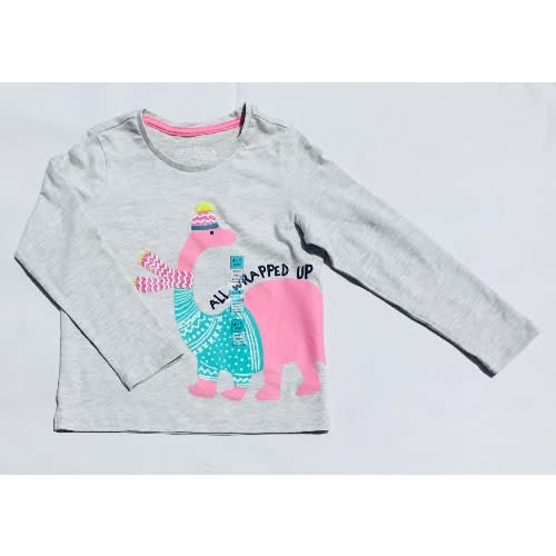 Long Sleeve Grey Cotton All Wrapped Up Solan Top