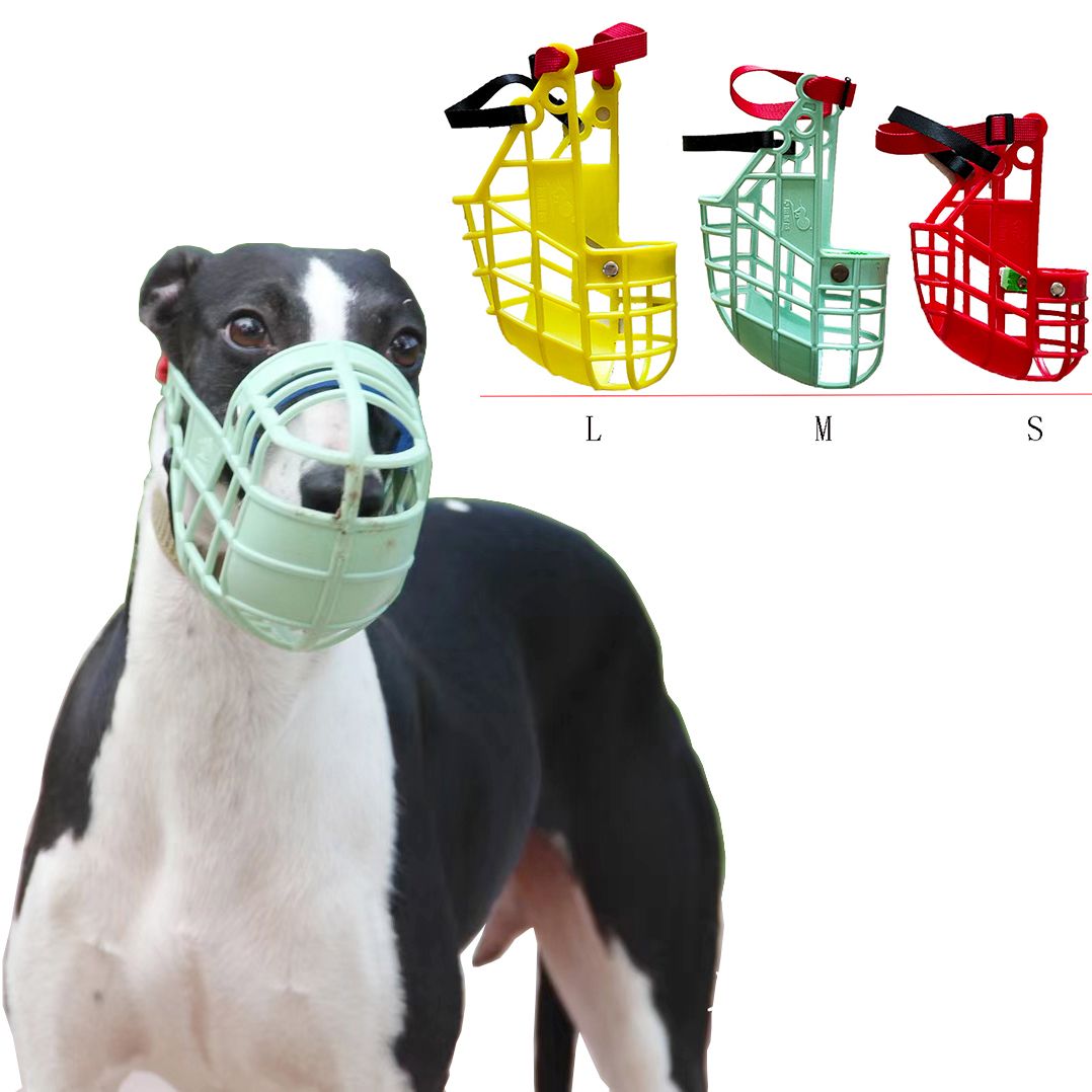 Adjustable Dog Muzzle Plastic Mask Anti-Barking Bite Mouth Cover Greyhound Gree Whippet Basket Muzzles Pet Supplies With S/M/L-Pink