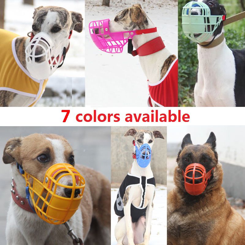 Adjustable Dog Muzzle Plastic Mask Anti-Barking Bite Mouth Cover Greyhound Gree Whippet Basket Muzzles Pet Supplies With S/M/L-Pink