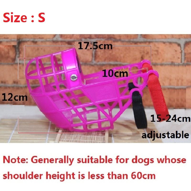 Adjustable Dog Muzzle Plastic Mask Anti-Barking Bite Mouth Cover Greyhound Gree Whippet Basket Muzzles Pet Supplies With S/M/L-Pink