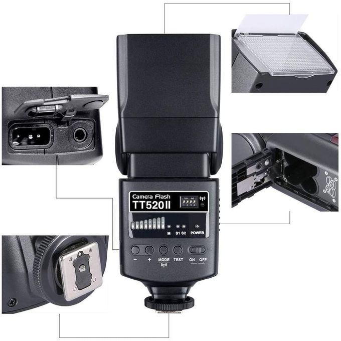 TT520II 433MHZ Wireless 1/300s-1/2000s HSS Flash Speedlite Camera Top Fill Light For Canon / Nikon DSLR Cameras(Black)