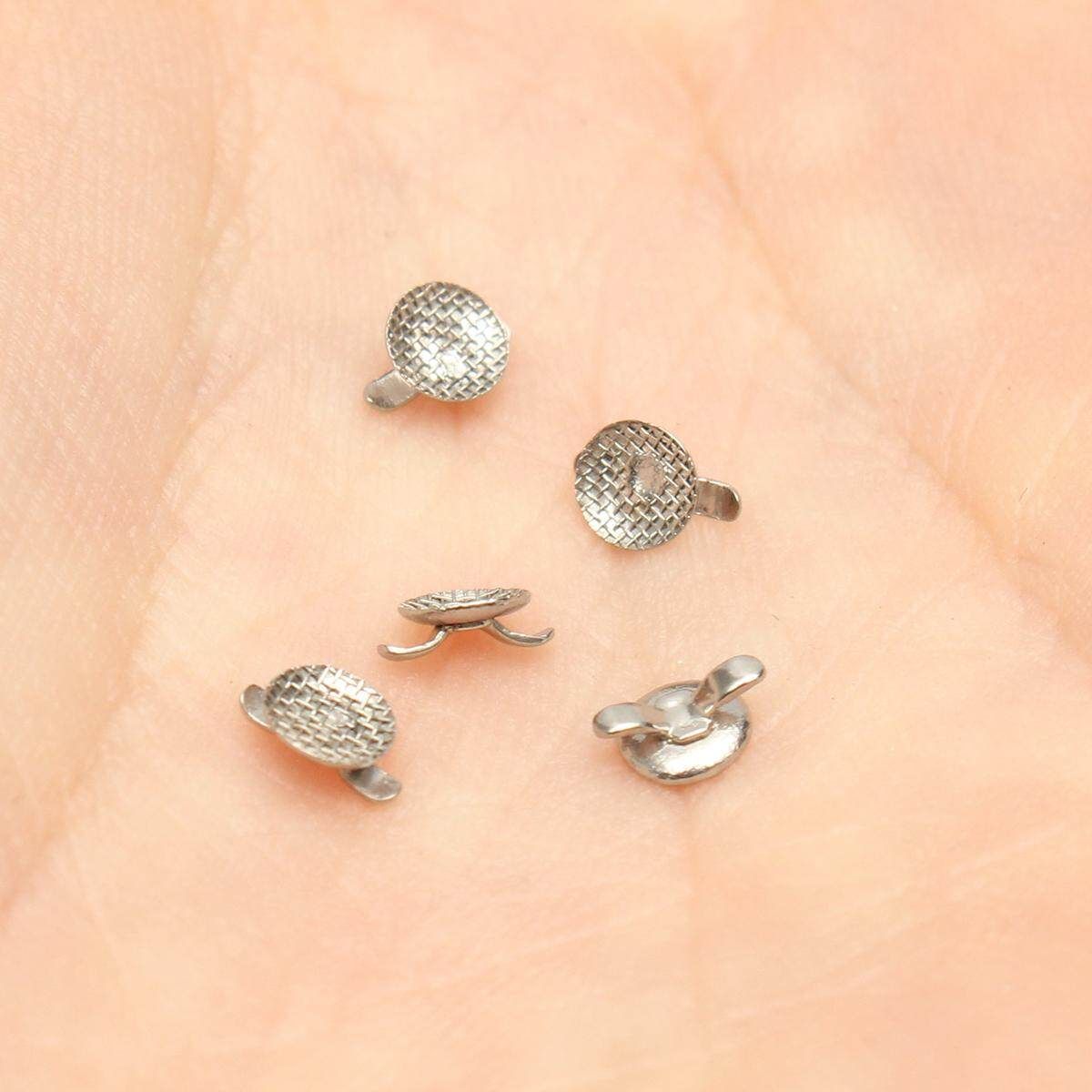 180Pcs Dental Orthodontic Lingual Buttons Bondable Cleat Double Wing Mesh Base