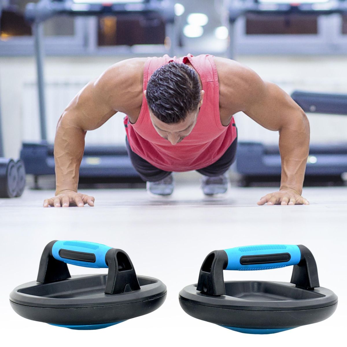 1 Pair Folding Push Up Racks Rotating Easy Storage Push Up Brackets Blue