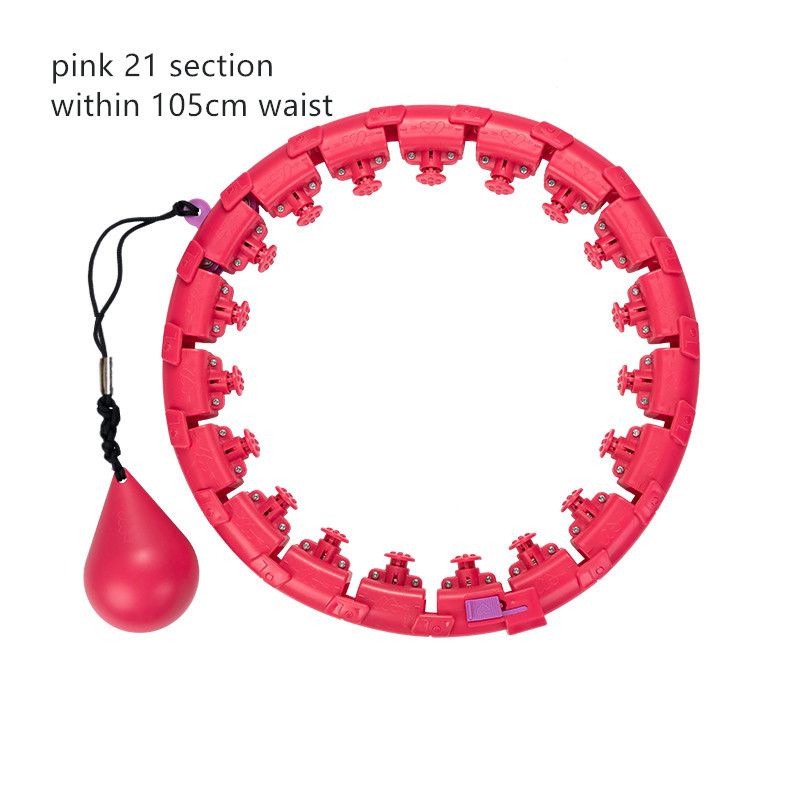 Sport Hoops Yoga Fitness Home Fitness Hoop  Adjustable Not Drop Waist Training Ring-pink 21 Section
