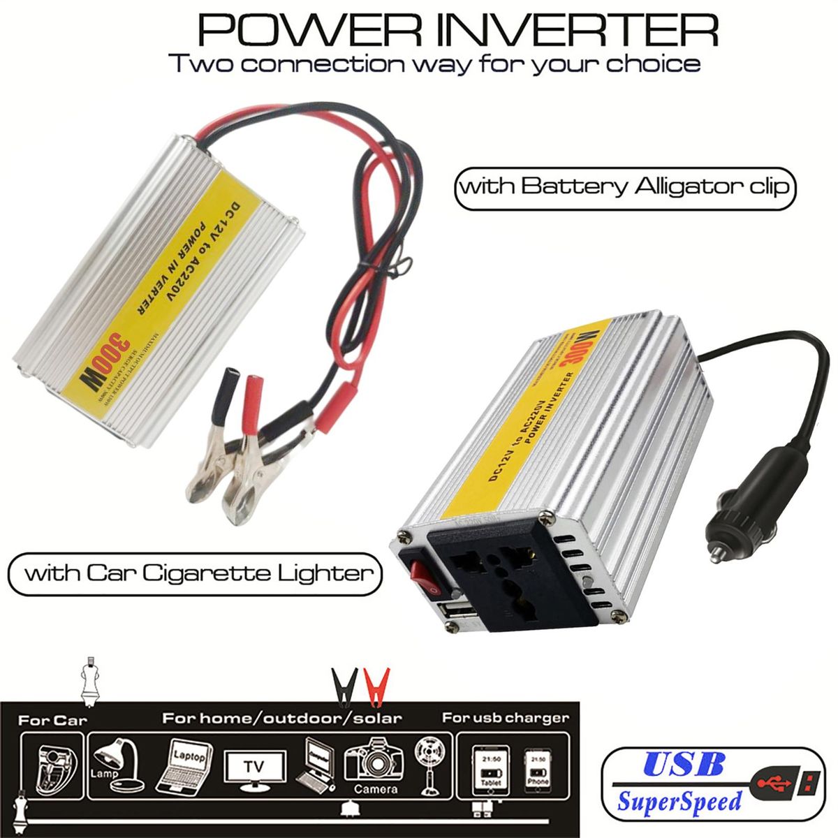 Power DC 12V Car Home Outdoor Camping Wave Power