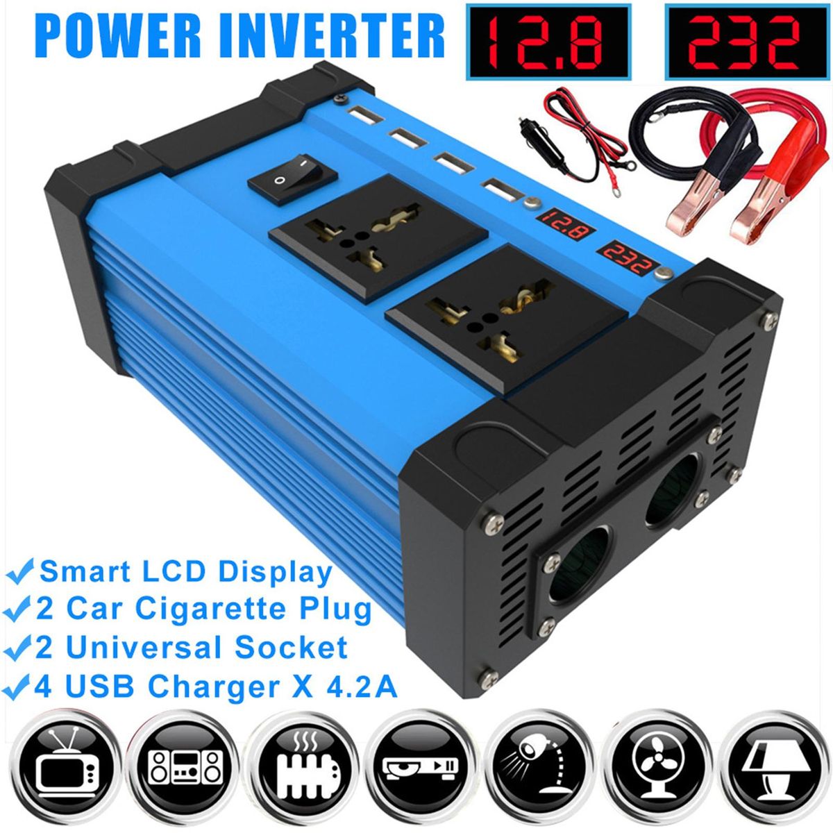 1 Set Car Power DC 12V to AC 220V110V Car Plug Adapter AC110V