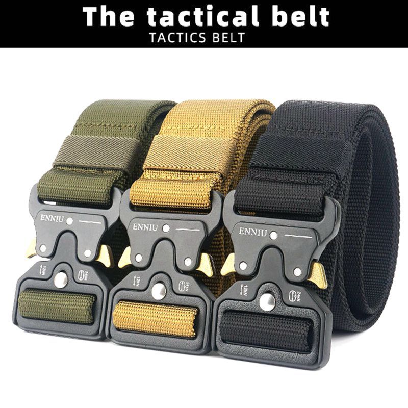 (5cm Black)  Belt Men's Heavy Duty 3.8CM 5.0CM Width   Security Waist Strap Automatic Metal Bu JIN