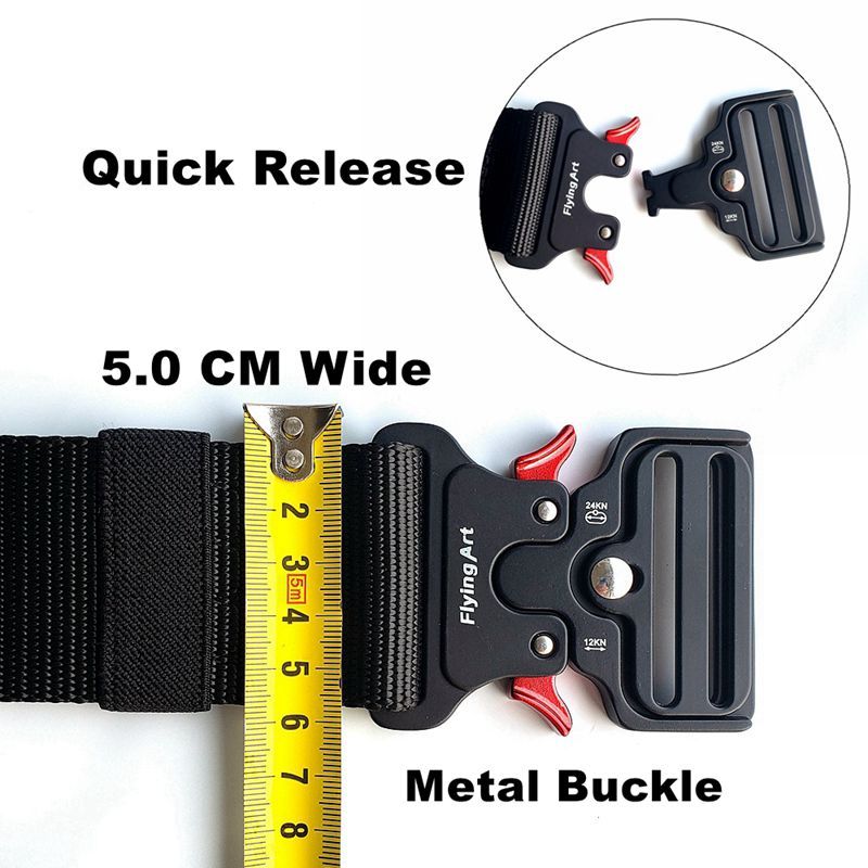 (5cm Black)  Belt Men's Heavy Duty 3.8CM 5.0CM Width   Security Waist Strap Automatic Metal Bu JIN
