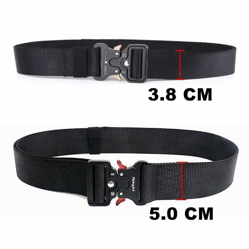 (5cm Black)  Belt Men's Heavy Duty 3.8CM 5.0CM Width   Security Waist Strap Automatic Metal Bu JIN