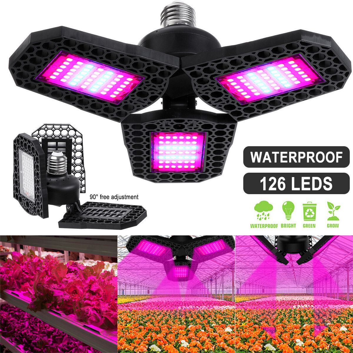 200W LED Grow Lights Panel Full Spectrum E27 LED Plant Growth Greenhouse