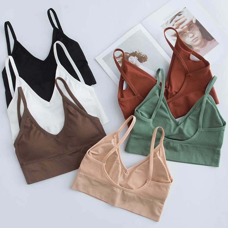 Tube Top with Push-up for Women Sexy Lingerie Fitness Bra Bralette Cotton Top Wireless Sport Solid Underwear