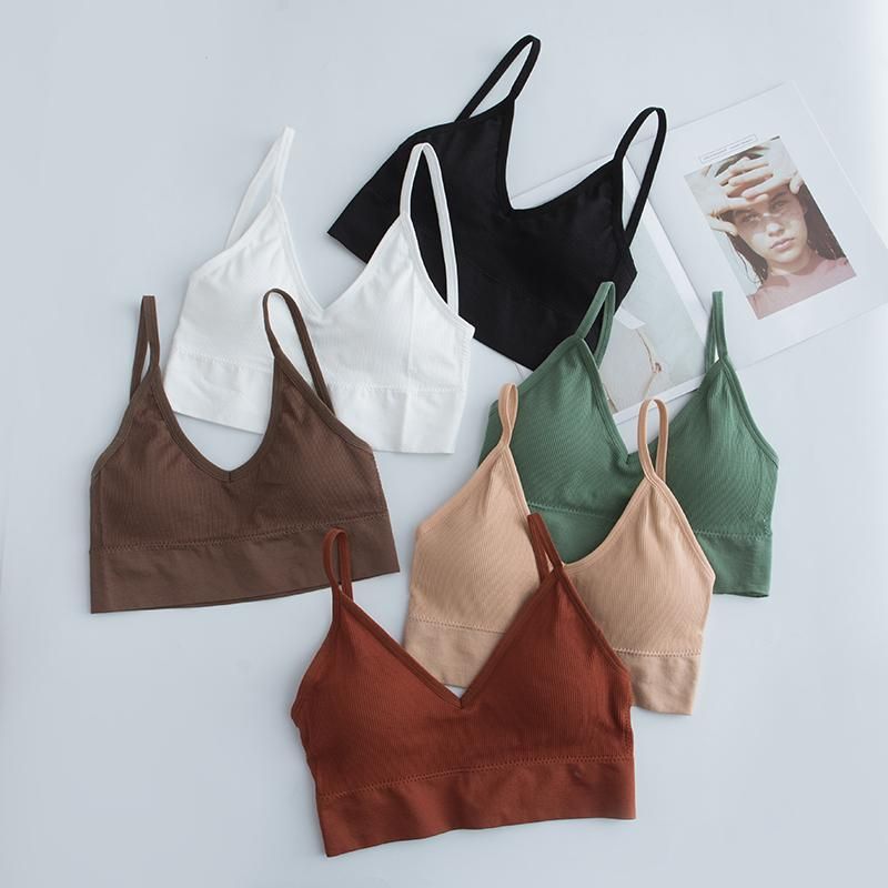Tube Top with Push-up for Women Sexy Lingerie Fitness Bra Bralette Cotton Top Wireless Sport Solid Underwear