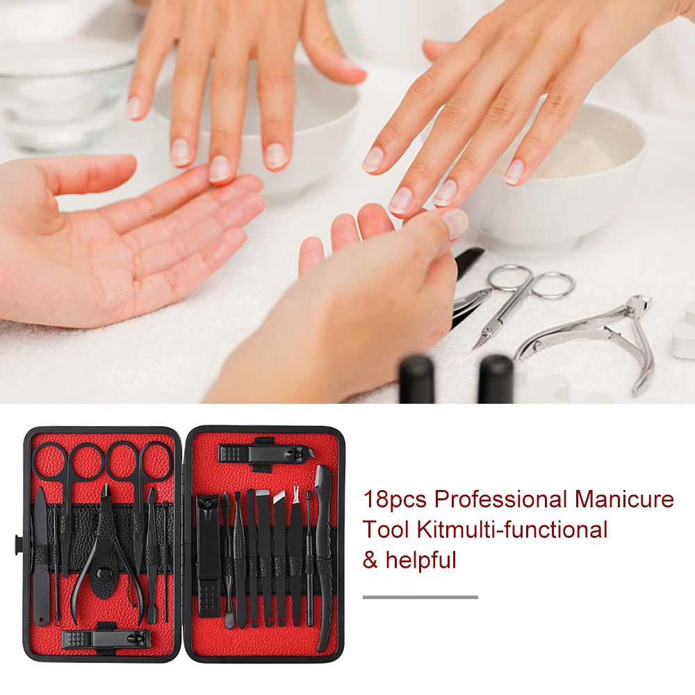 18pcs Professional Pedicure Manicure Tool Kit Nail Clippers