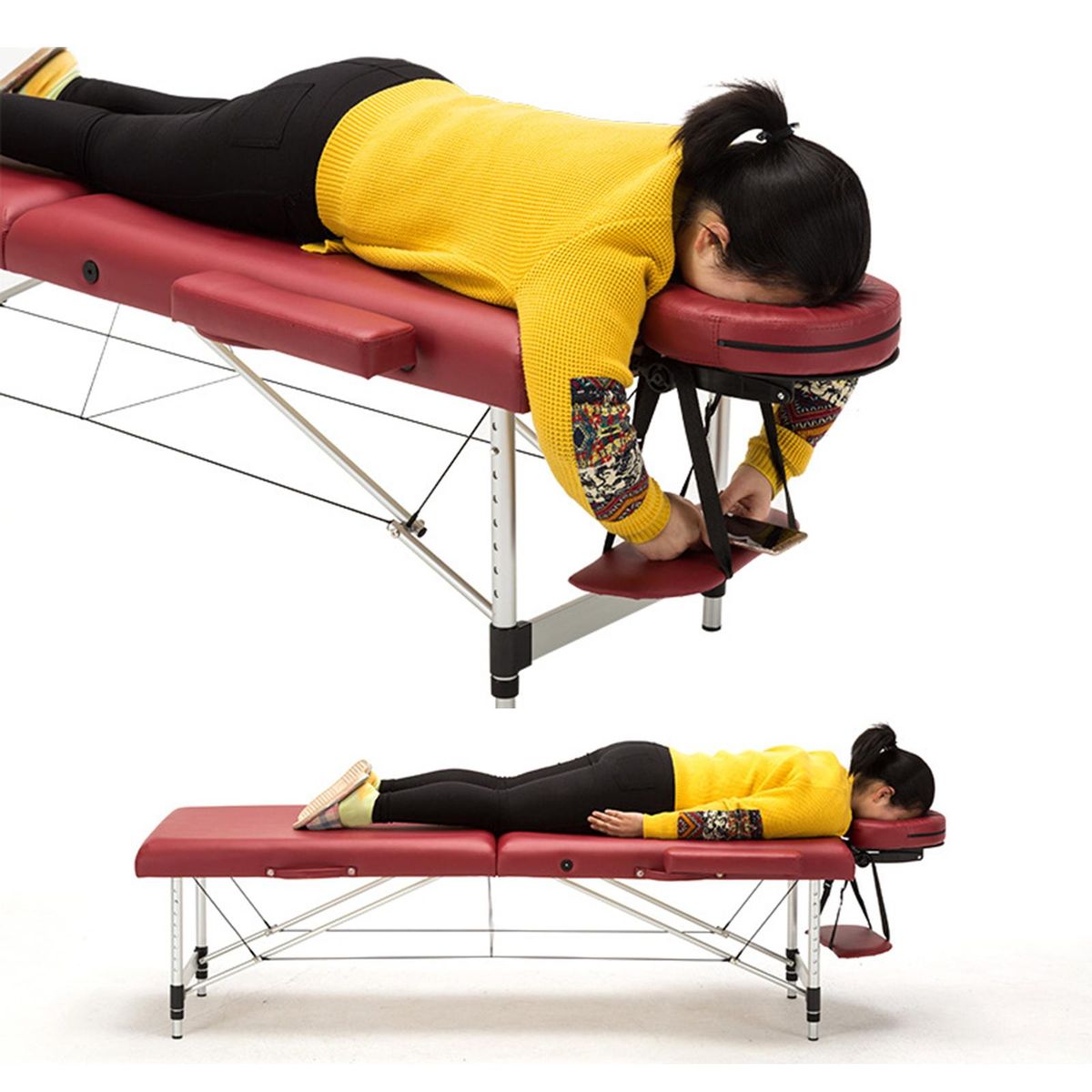 Massage Table Armrest Adjustable For Massage Bed Portable Massage Red