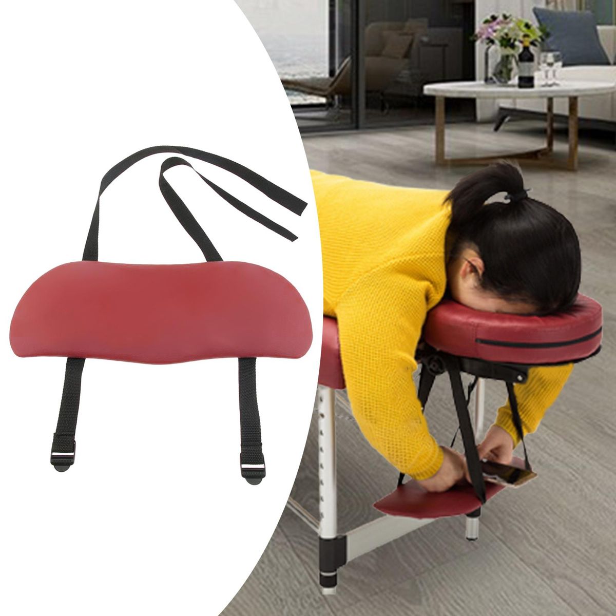 Massage Table Armrest Adjustable For Massage Bed Portable Massage Red