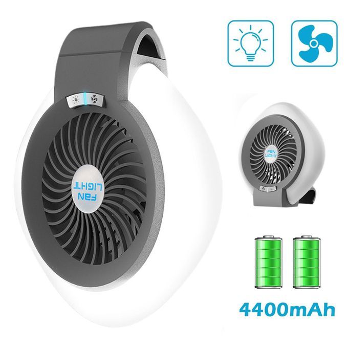2 In 1 Camping Tent Fan Light USB Tent Lamp Rechargeable Desktop Lamp