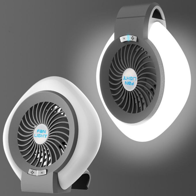 2 In 1 Camping Tent Fan Light USB Tent Lamp Rechargeable Desktop Lamp