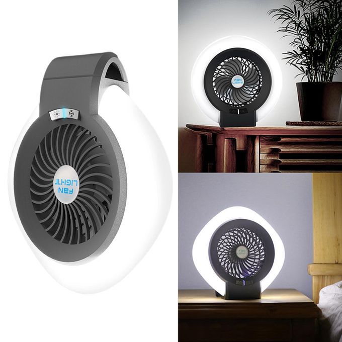 2 In 1 Camping Tent Fan Light USB Tent Lamp Rechargeable Desktop Lamp