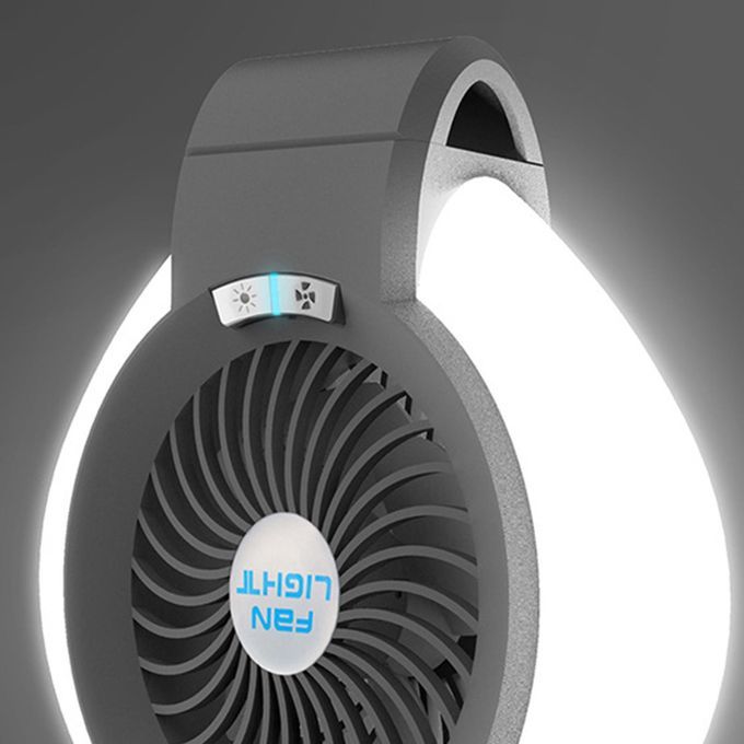 2 In 1 Camping Tent Fan Light USB Tent Lamp Rechargeable Desktop Lamp