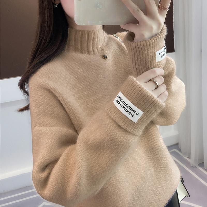 Knitted Warm Sweater Female For Autumn Winter 2019 Ladies Long Sleeve Women Turtleneck Tricot Pullover Blue Jumper(#White)