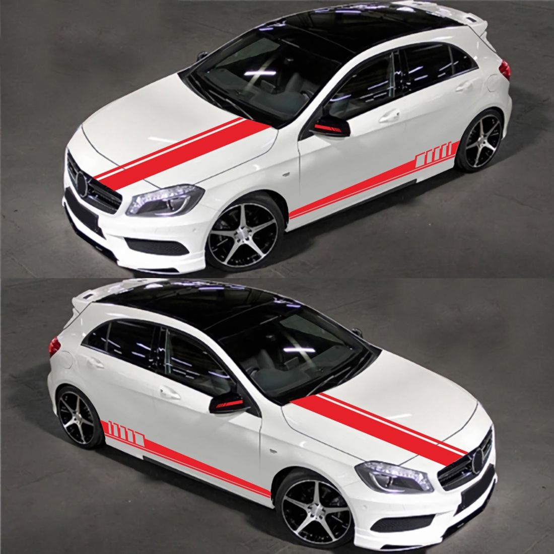 5 In 1 Car Styling Stripe Hood PVC Sticker Auto Decorative Sticker (Red)