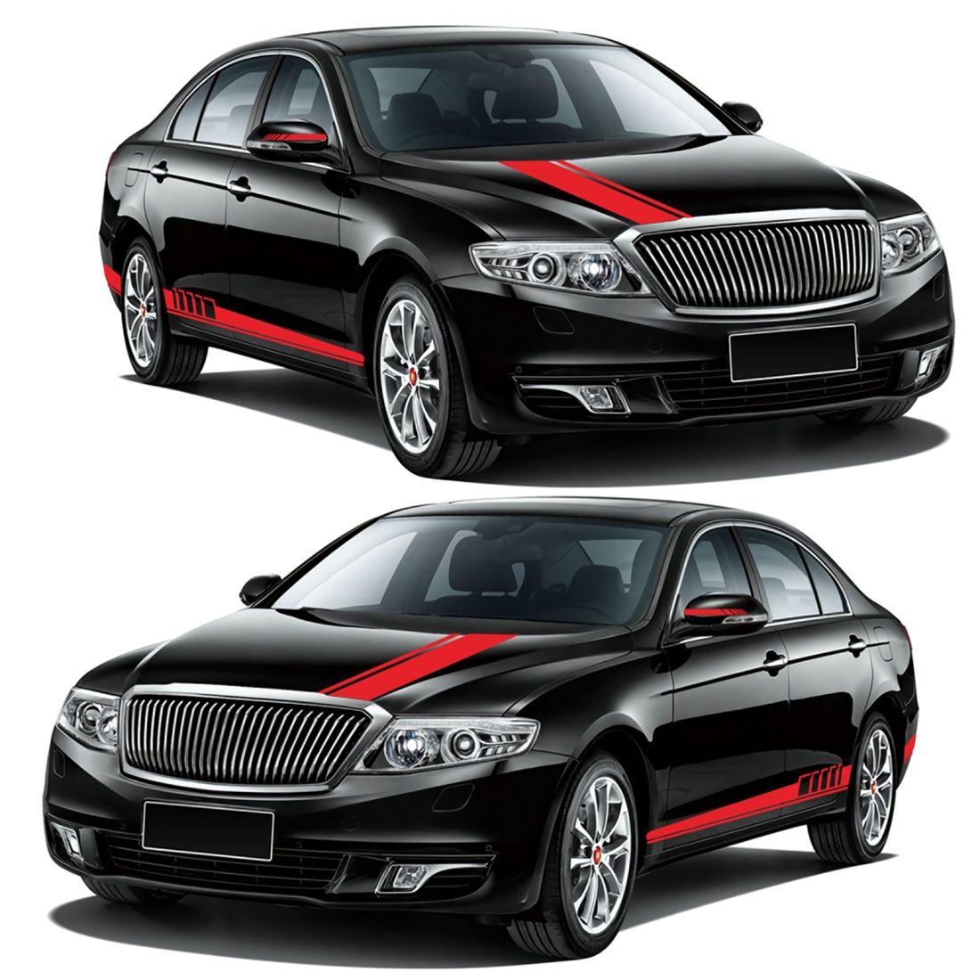 5 In 1 Car Styling Stripe Hood PVC Sticker Auto Decorative Sticker (Red)