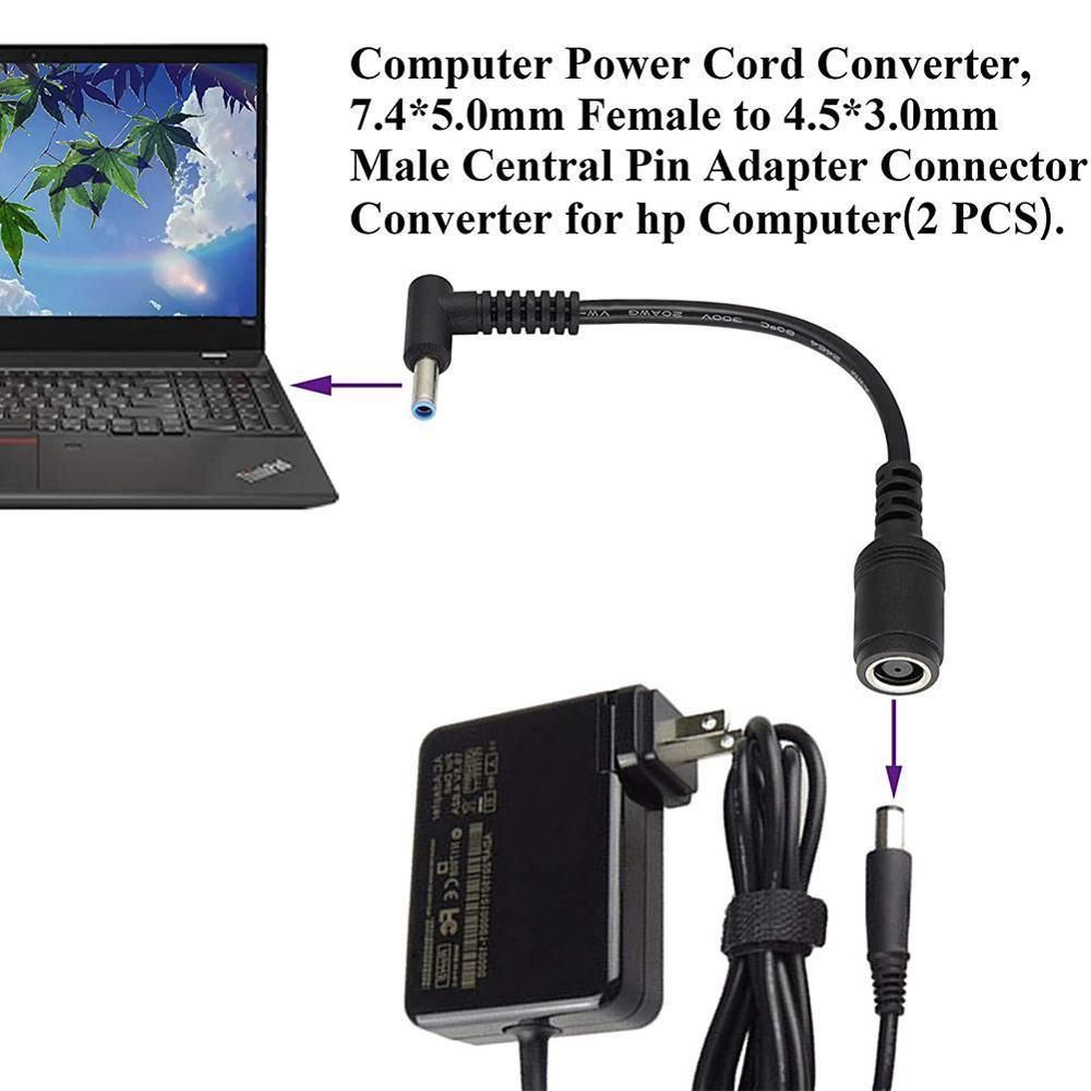 1pc 7.4mm To 4.5mm DC Power Charger Converter Great Replacement DC Adapter Connector Cable For HP Dell Blue Tips
