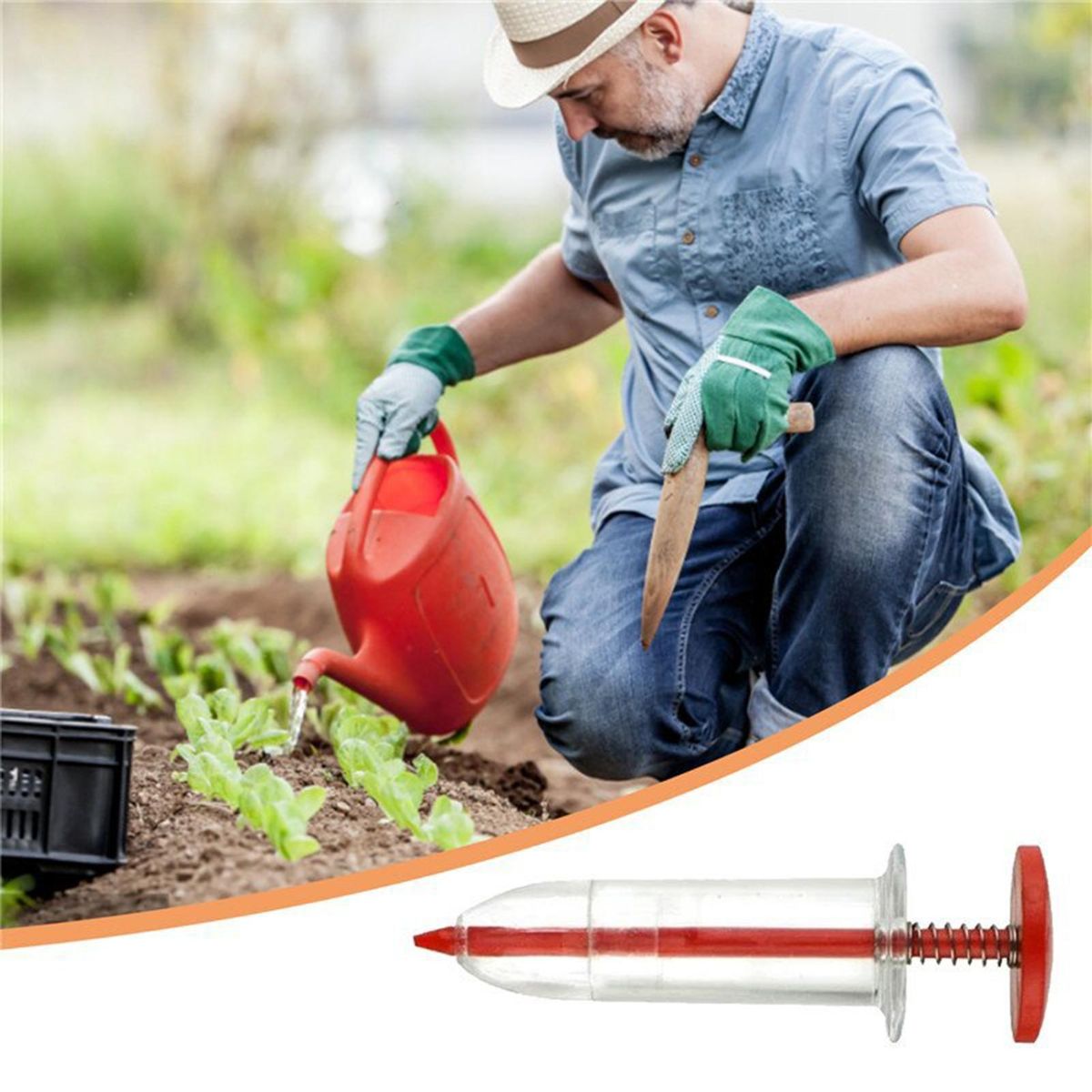 Garden Sower Garden Bonsai Sowing Dispenser Groundnut Planter Red