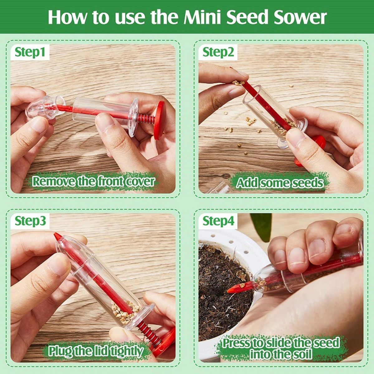 Garden Sower Garden Bonsai Sowing Dispenser Groundnut Planter Red