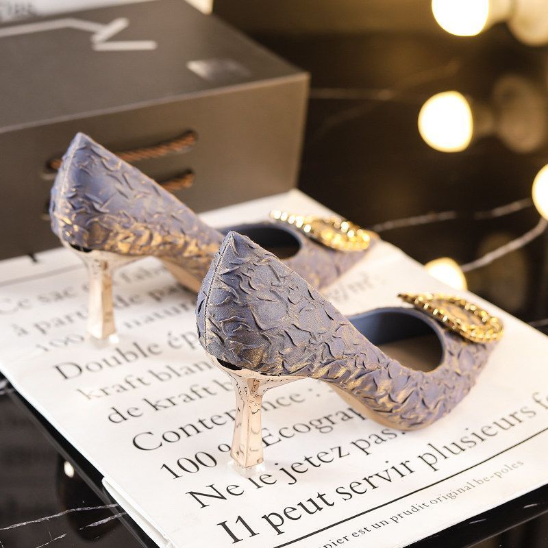 Unique Design High Heels Coming-of-age Ceremony Heel -Blue