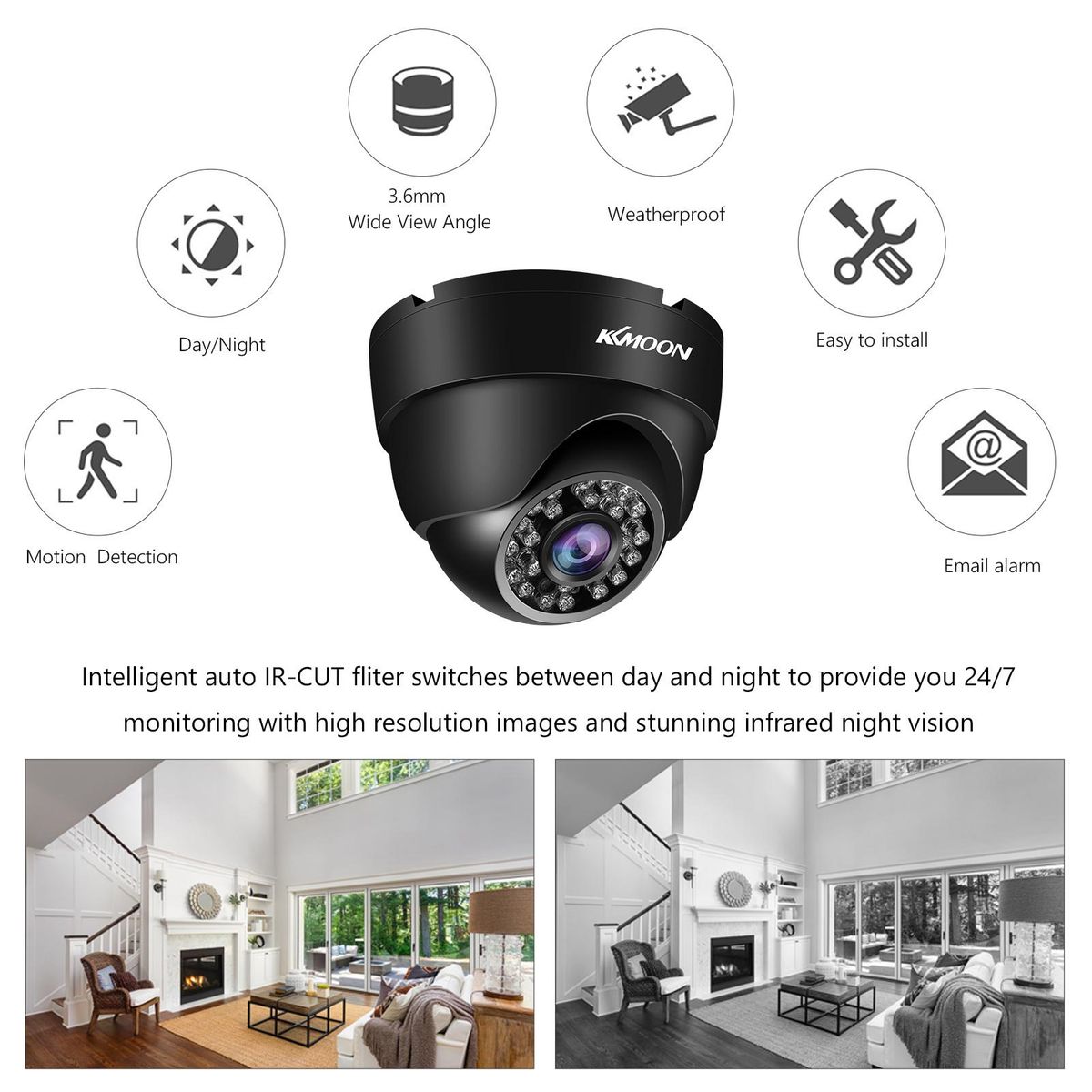 1080P Full High Definition Security Camera Surveillance AHD Camera Outdoor Weatherproof,Infrared Night Vision,Motion Detection for Analog DVR NTSC System