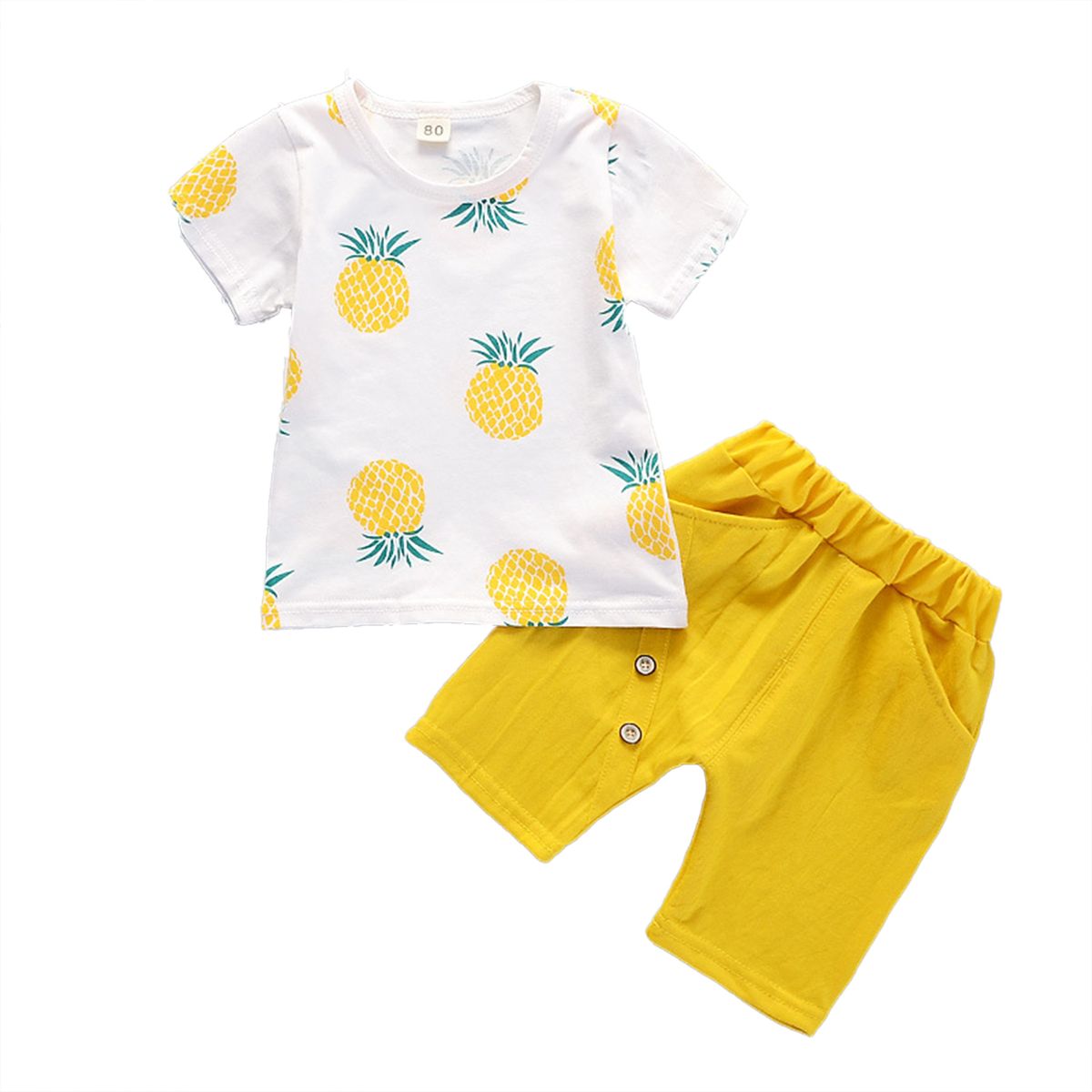 Boys T-shirt Pineapple Printing Thin Pure Cotton-Yellow