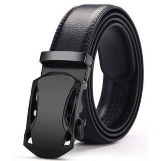 Men’s Leather Automatic Buckle Belt - Black