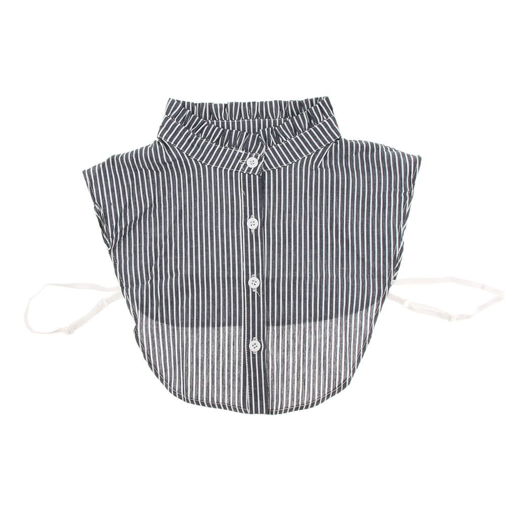 Stripe Detachable Dickey Collar Blouse Half Shirts False Collar Black