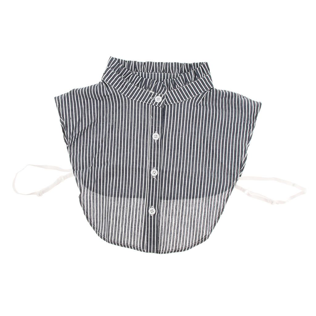 Stripe Detachable Dickey Collar Blouse Half Shirts False Collar Black
