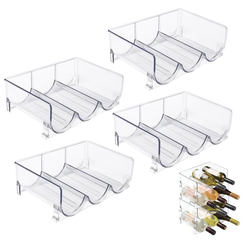Free-Standing 3 Bottle Plastic Wine Rack Organizer (4pcs)