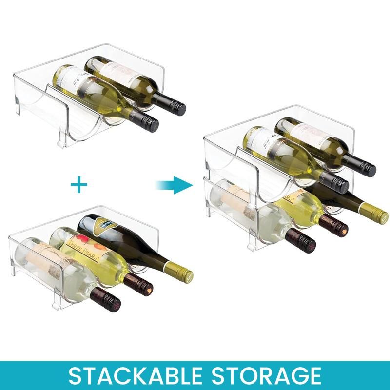 Free-Standing 3 Bottle Plastic Wine Rack Organizer (4pcs)