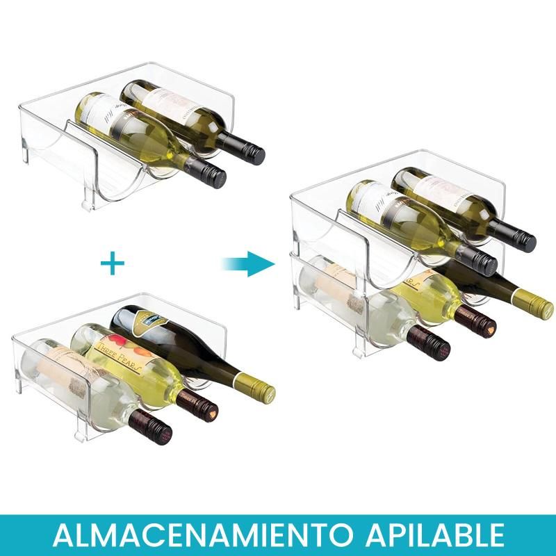 Free-Standing 3 Bottle Plastic Wine Rack Organizer (4pcs)